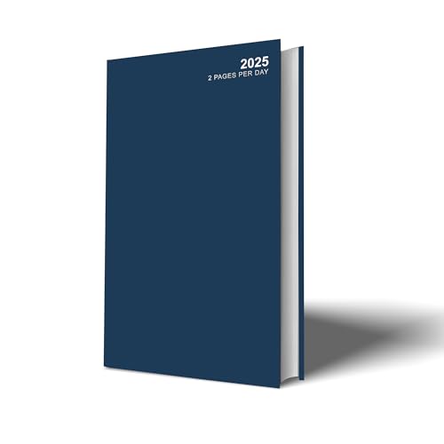 Primes DIY 2025 A4 2 Pages Per Day Classic Appointment Diary Office Diary Hardback Casebound Diaries, Business Office and Personal Use (Blue)