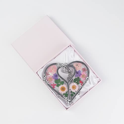 GUOER Heart Suncatcher with Pressed Flower Ornament Stained Glass Wind Chimes with Real Flowers,Birthday for Favorite Person (Grandma) - Image 6