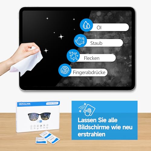 MOSSLIAN Brillenputztücher Feucht Bildschirm Reinigungstücher für Brillen, Handy, Laptops, Tastaturen, Brillengläsern, Hörgeräten, iPads, iWatch und Computern,40 Stück – Bild 3