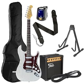 J & D ST Vintage Ash Satin White Set – Pack guitare electrique-Set - Les Beatles, Paul McCartney, John Lennon, RIngo Starr, George Harrison