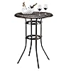 Vingli outdoor bar table cast aluminum bar height patio table with umbrella hole patio dining table tall outdoor table bistro table outdoor furniture garden table 32 dia x 41 h bronze  urban country home decor