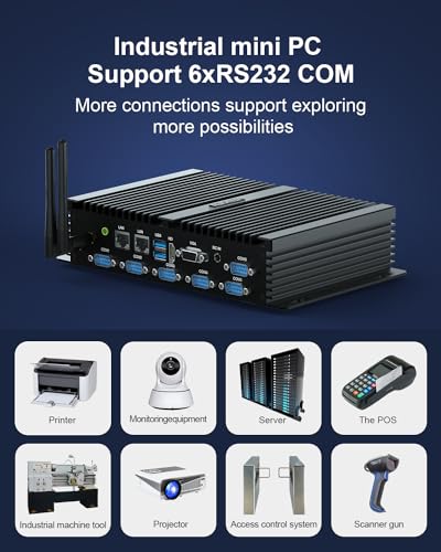 VENOEN Mini Industrie Computer i7 WIN11, Mini-PC Lüfterlos Core i7 8550U, 6X RS232 COM, Dual Band Wi-fi, 2X 2.5Gbe Industrie PC 32GB RAM 512B SSD, HD/VGA, Lüfterlose Industrie PC 12V – Bild 5
