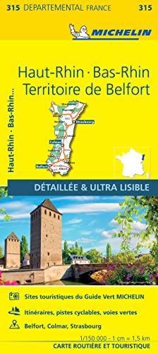 Carte Départementale Haut-Rhin, Bas-Rhin, Territoire de Belfort