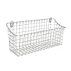 Spectrum Vintage Living Wall Mount Storage Basket Extra Large Pewter Organizers Decor for Bathroom Bedroom Office Kitchen Farmhouse Laundry Room Pantry Storage