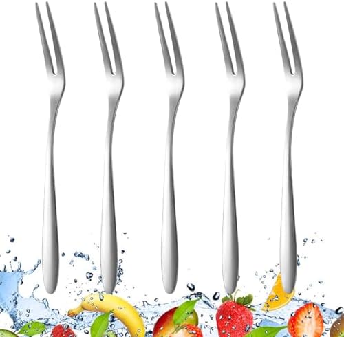 5-Piece Stainless Steel Dessert Forks for Appetizers Cakes and cocktails