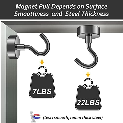 VNDUEEY 10 Pack Black Magnetic Hooks
