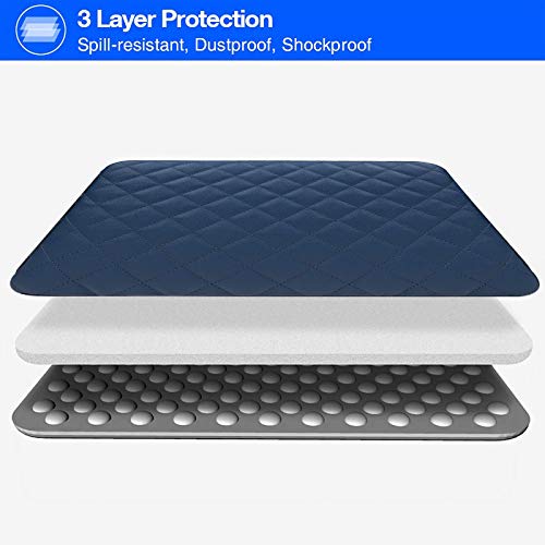 RAINYEAR 15 Zoll Laptop Hülle Kunstleder Tasche Diamant Faux Wildleder Schutzhülle Velourleder Ledertasche Stoßfeste Wasserfeste Laptophülle Kompatibel mit 15,4 MacBook Pro A1707 A1990(Marineblau) – Bild 3
