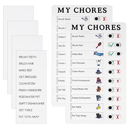 Dacitiery 2 pcs Chore Chart Memo Boards, Portable Checklist Board with 4 Paper, Daily Schedule Chore Chart, Detachable My Chores to Do List Board Chore Chart for Kids for Planner Schedule Reminder