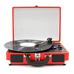 Platine Vinyle Portable avec Haut-parleurs stéréo, Prend en Charge USB, Sortie Casque MP3, Lecture de Musique sur téléphone Portable, Tourne-Disque Bluetooth pour la Maison (Rouge) - Les Beatles, Paul McCartney, John Lennon, RIngo Starr, George Harrison