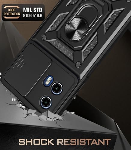 BEEJTUNY Handyhülle für Motorola Moto G24/G04/Moto E14, Hülle Stoßfeste Bumper mit Objektiv Cover, Schutzhülle mit 360°Ringständer. Cover Case mit Magnetisch Ring. Roségold – Bild 6