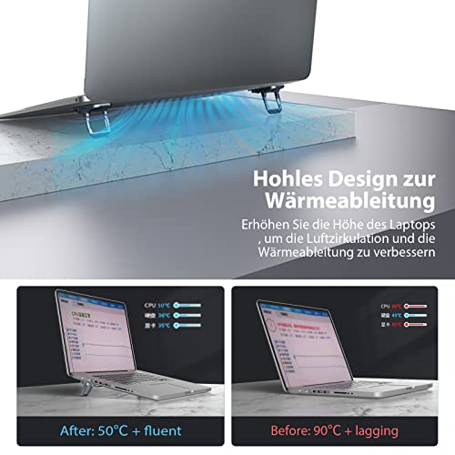 Nillkin Tastatur ständer, Faltbarer Unsichtbar Tastatur erhöhung, Verstellbarer Laptop füße mit Rutschfester Silikon Unterlage Kompatibel mit Allen Laptops/MacBook/Notebook/Tastatur, Grau – Bild 6