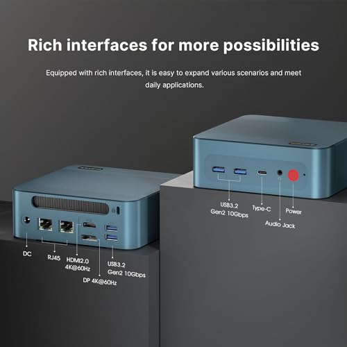 BOSGAME P2 Lite Mini PC Windows 11 Pro, 12. Gen Intel i5-12600H (12K/20T, bis zu 4,5GHz), 16GB DDR4 512GB PCIe SSD Mini-Computer mit HDMI + DP + TypeC Unterstützung Wi-Fi6E BT5.2, RJ45 Dual LAN – Bild 6