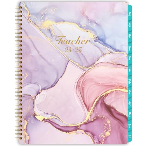Teacher Planner 2024-2025 - Teacher Lesson Planner 2024-2025, Weekly and Monthly Lesson Planner, Aug 2024 -Jul 2025, 21×28 cm, Wirebound - Pastel Purple and Pink