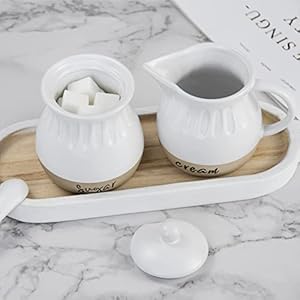   Sugar-and-Creamer-Set-Ceramic-Cream-Pitcher-Sugar-Bowl-with-Lid-and-Spoon-Modern-Farmhouse-Coffee-Serving-Container-Set-White-and-Natural