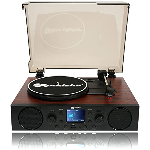 Roadstar TTR-8850ED+BT Tourne-disque vinyle 33/45/78 tr/min, radio FM/Dab+/RDS, Bluetooth, port USB/carte SD, équipement de musique Hi Fi haut-parleurs intégrés, télécommande, vintage, bois - Les Beatles, Paul McCartney, John Lennon, RIngo Starr, George Harrison Roadstar TTR-8850ED+BT Tourne-disque vinyle 33/45/78 tr/min, radio FM/Dab+/RDS, Bluetooth, port USB/carte SD, équipement de musique Hi Fi haut-parleurs intégrés, télécommande, vintage, bois