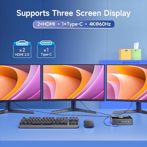 BMAX Mini-PC N100 16 GB RAM/512 GB SSD 12. Intel Alderlake-N Win 11 Pro B4Plus Mini-Desktop-Computer 4K-UHD-Ausgang, dreifache Anzeige, HDMI*2, Typ-C*1, USB 3.0 ×2, USB 2.0 ×2 BT 5.2 – Bild 6