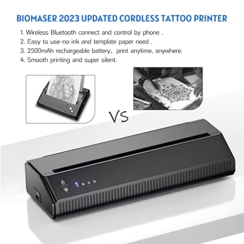 BIOMASER Wireless Tattoo Stencil Printer Tattoo Drucker Thermodrucker (Suitable for iOS & Android) Format A4 Bluetooth Verbinden Sie Sich mit Smartphone, Keine Tinte und Schablonenpapier erforderlich – Bild 6