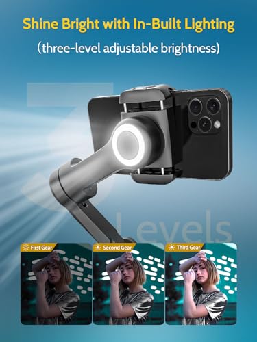AOCHUAN Gimbal Stabilizer für Smartphone mit drahtlosem Laden iPhone Gimbal für iPhone 15 Pro Max/Android Faltbarer 3-Achsen-Handheld Telefonstabilisator für Videoaufnahmen Face Tracking-Smart X Pro – Bild 4