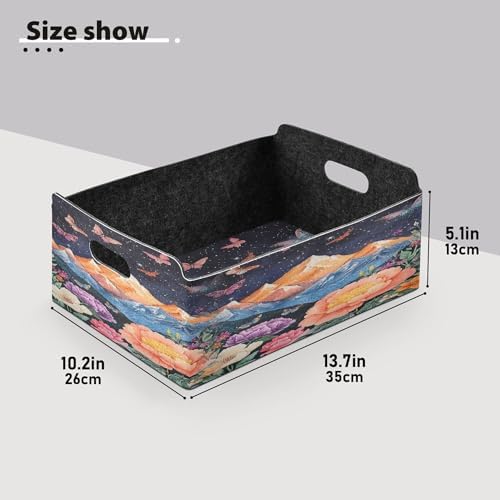 Mountain Storage Basket with Handle Foldable Open Bin
