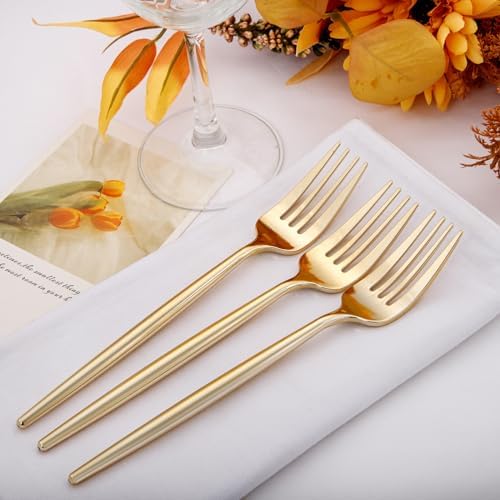 Luxury Gold Plastic Fork Set - 90 Pieces for PartiesWeddingDinners