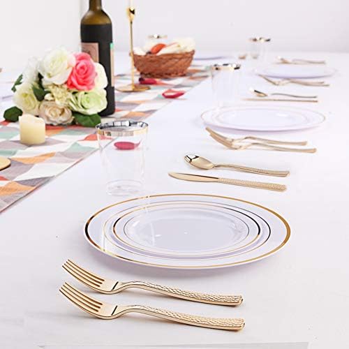 Sequential 360pc Plastic Gold Silverware Set for Birthday Parties Weddings More