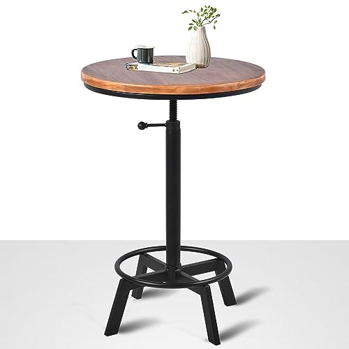 Farmhouse Bar Table 30 354inch Height Adjustable Rustic Bistro Pub Table for Kitchen Coffee House Vintage Cocktail Table Swivel Wooden Top