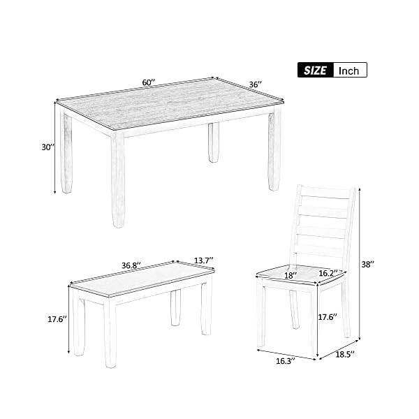   Farmhouse-6-Piece-Dining-Room-Table-Set-with-Bench-and-Chairs-Solid-Wood-Kitchen-Dining-Table-Set-for-6-Persons-Walnut-Cottage-White