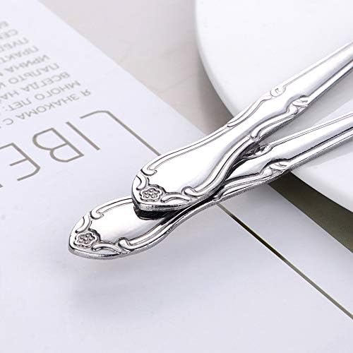 BUYUSE Rose Pattern Dinner Forks 12 Pieces 73-Inch Stainless Steel