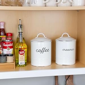   AuldHome-Design-Enamelware-White-Coffee-Canister-Rustic-Distressed-Style-Tea-Storage-for-Kitchen