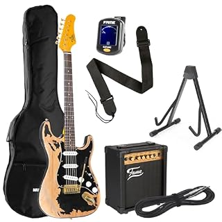 Fame ST Worn Out Black Set – Pack guitare electrique-Set - Les Beatles, Paul McCartney, John Lennon, RIngo Starr, George Harrison