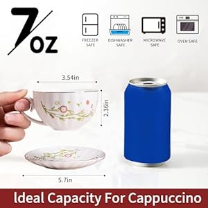 Teacup and Saucer Set Tea Cup Set of 4 White Coffee Mugs Cappuccino Cups 7oz Espresso Mugs Flower Tea Cup with Gold Trim Tea Set for Women Tea Party Afternoon Tea Home Office