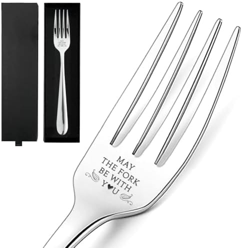 GLOBLELAND 82inch Engraved Stainless Steel Fork with Gift Box 1