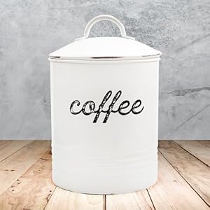   AuldHome-Design-Enamelware-White-Coffee-Canister-Rustic-Distressed-Style-Tea-Storage-for-Kitchen