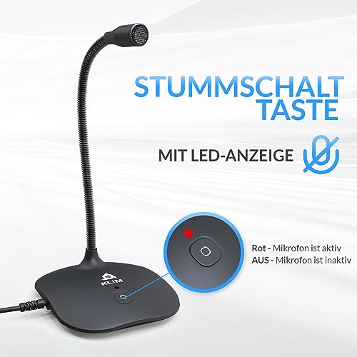KLIM Talk USB - Standmikrofon PC und Mac - Kompatibel mit jedem Computer - Professionelles USB Mikrofon- High Definition Audio USB Microphone 2024 - Schwarz – Bild 5
