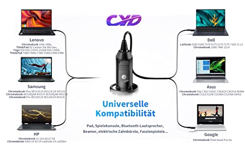 100W 12V-24V KFZ USB-C Autoladegerät, CYD autozubehör USB c Kompatibel mit MacBook Pro, HP Xiaomi Dell Razer Lenovo Laptops, Tablets, Smartphones - Output: 5V⎓3A 9V⎓3A 12V⎓3A 15V⎓3A 20V – Bild 5
