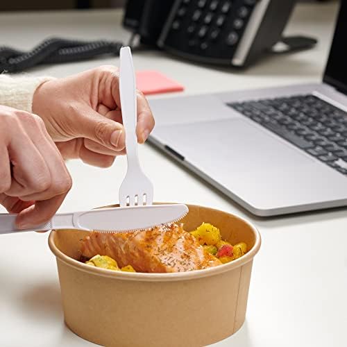 Comfy Package 500 Count Heavy Duty White Plastic Forks