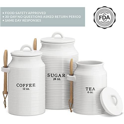Barnyard-Designs-Canister-Set-for-Kitchen-Counter-Coffee-Tea-Sugar-Container-Ceramic-Set-Decorative-Canisters-Rustic-Farmhouse-Canister-Jars-White-CoffeeSugarTea Barnyard Designs Canister Set for Kitchen Counter Coffee Tea Sugar Container Ceramic Set Decorative Canisters Rustic Farmhouse Canister Jars White CoffeeSugarTea