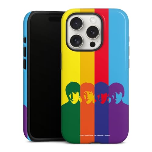 DeinDesign Coque Compatible avec Apple iPhone 15 Pro Coque renforcée Coque Antichoc Arc-en-Ciel The Beatles Bande - Les Beatles, Paul McCartney, John Lennon, RIngo Starr, George Harrison DeinDesign Coque Compatible avec Apple iPhone 15 Pro Coque renforcée Coque Antichoc Arc-en-Ciel The Beatles Bande
