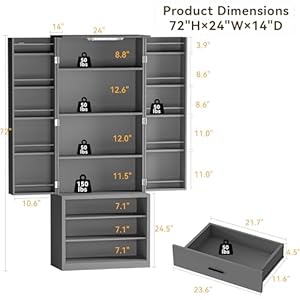 72 LED Kitchen Pantry Cabinet with 3 Drawers Farmhouse Tall Storage Cabinet Wood Food Pantry with Barn Doors and Adjustable Shelves Versatile Storage Freestanding Cupboard for Kitchen