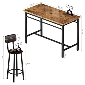   Lamerge-Bar-Table-and-Chairs-Set-Industrial-Wood-Kitchen-Dining-Table-Space-Saving-Breakfast-Bar-Table-Counter-Height-Pub-Table-with-4-PU-Upholstered-Chairs-with-Backrest-5-Pieces-Home-Kitchen-Set