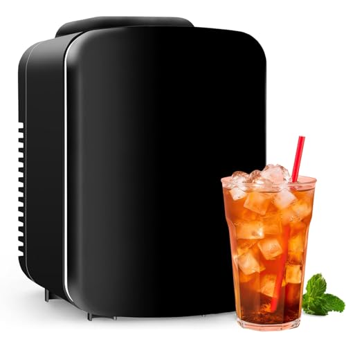 HealSmart 4L6 Can Mini Portable Cooler Warmer Refrigerator 100 Freon Free Eco Friendly Compact Fridge for Skincare Office Black