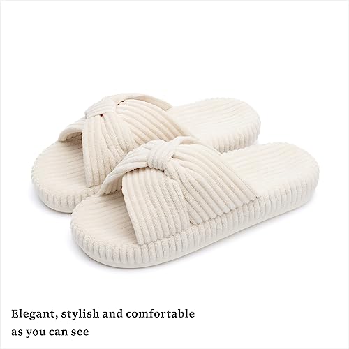 Chantomoo Slippers for Women Memory Foam House Bedroom Corduroy Bow Crossbands Slide Slipper Shoes Comfy Trendy Gift Slippers - Image 6