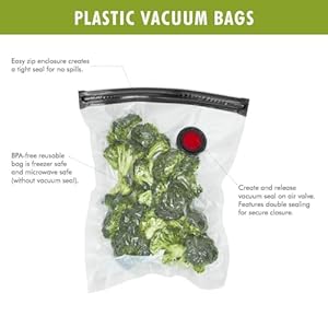 ZWILLING Fresh Save Set 30 pc Vacuum Sealer Bag for Food 12 Gallon Sous Vide Bag Reusable Food Storage Bag for Meal Prep Reusable Snack Bags Dishwasher Safe Small Clear