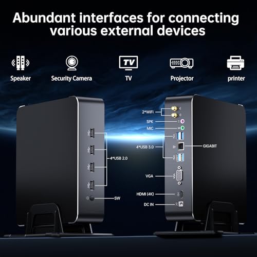 Kinupute Mini PC i9, Desktop Computer i9-11900H 8 Kerne bis zu 4.9GHz, Win-11 Pro, 64G DDR4, 2T NVME SSD, 4K@60Hz HDMI, VGA Port, USB3.0, WiFi6E, BT5.3, Gigabit Ethernet für Business/Büro/HTPC, VESA – Bild 7