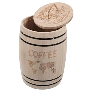 Small Wooden Barrel Kitchen Countertop Sugar Coffee Containers With Airtight Lid Rustic Farmhouse Decor For Coffee Beans Tea Coffee Grounds Storage