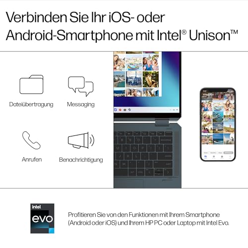 HP Spectre x360 2-in-1 Laptop | 14" 2,8K OLED-Touchdisplay | Intel Ultra 7-155H | 16GB DDR5 RAM | 1TB SSD | Intel Arc Grafik | Win11 | QWERTZ | Blau inkl. USB-C Hub & HP MPP 2.0 Pen – Bild 8