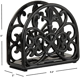 Fleur De Lis Design Napkin Holder Black