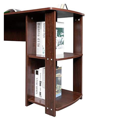 Computertisch L-förmiger PC-Schreibtisch aus Holz mit zweischichtigen Bücherregalen Rechtwinkliger Schreibtisch Arbeitsplatz Eck-PC-Schreibtisch mit Bücherregal Langlebige Home-Office-Möbel Laptop-S – Bild 4