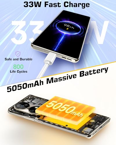 Ulefone Note 17 Pro Smartphone Ohne Vertrag, 24GB RAM + 256GB ROM Handy, 108MP + 32MP Kamera mit 6.78 Zoll Bildschirm, 5050mAh Akku, Android 13 Smartphone, Dual-SIM 4G/OTG/Face ID/GPS-Weiß – Bild 5