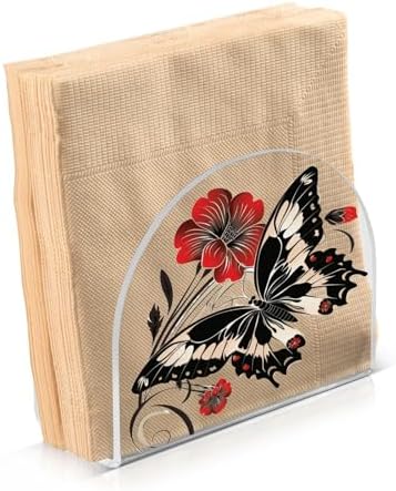 ALAZA Butterfly Napkin Holder with Floral Design 2-Pack